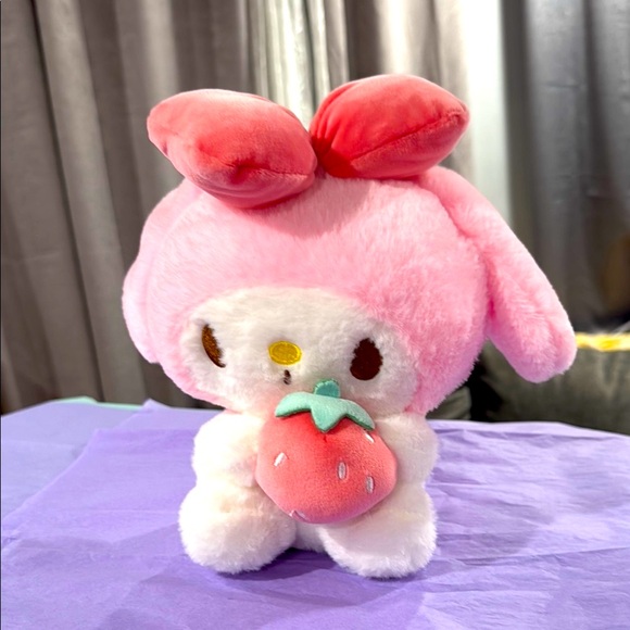 Strawberry Embroidered White and Pink Hello Kitty Easter Basket with Loungefly - Picture 4 of 7